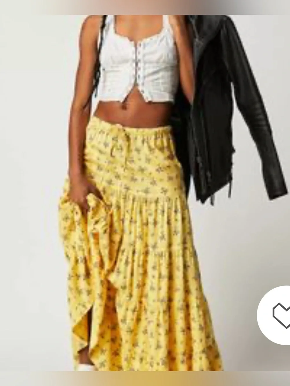 Free People Nova Tiered Maxi Skirt Lemon Combo Size S ~ NWOT - Picture 14 of 15